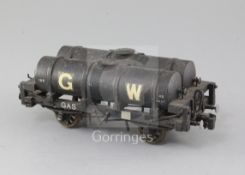 A Gauge 1 GWR gas cylinder wagon, black with auto coupling, No 165