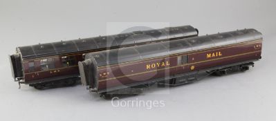 A set of two Exley LMS Royal Mail no.30238 and restaurant car no.66