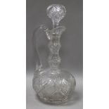 A Victorian cut glass wine carafe 32cm