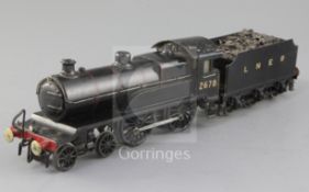 A Leeds Model Co 4-4-0 tender locomotive, number 2678, LNER black livery, 3 rail, overall 40cm,