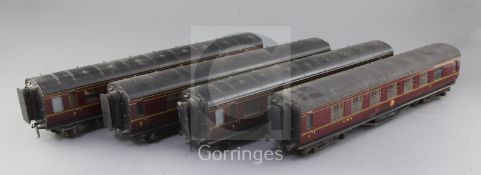 A set of four Exley LMS corridor coaches, no's. 6000, 3334, 8002 and 2233