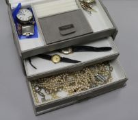 Assorted costume jewellery and watches