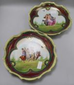 Two Austrian transfer painted dishes