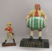 Johnnie Walker & Flowers breweriana figures H.36cm.