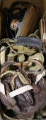 A WWII RAF Pilots B6 brown leather flying helmet with built in head phones, goggles and various