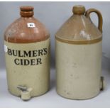 A Bulmer's cider stoneware jar with tap and another similar