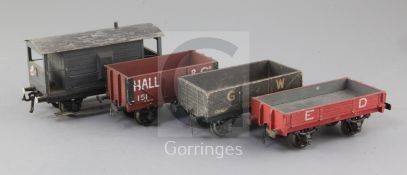 A Hall & Co, no. 171, in brown, an Engineers Department, no. 943, in red, a Great Western, no.