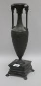 A 19th century French bronze 2 handled vase H.35cm.