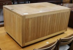 A modern slatted oak chest W.89cm