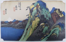 A Folio of 3 Hiroshige Prints from The fifty three stages of Tokaido