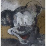 Modern British, mixed media, Mickey Mouse, indistinctly signed, 46 x 46cm.