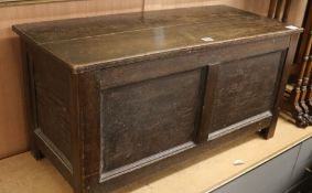 An oak triple panelled coffer and another