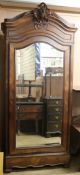 A 19th century French rosewood mirrored armoire W.110cm