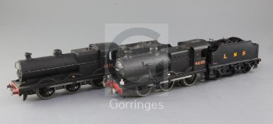 A scratch built pair of locomotive double headed O gauge 0-6-0 mixed traffic class 4F locomotives