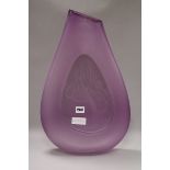 A tall modern mauve glass vase 51cm