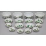 A set of Chinese enamelled porcelain republic period, comprising four bowls, 6 saucer dishes and 6