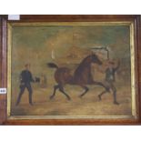 Victorian School oil on canvas, equestrian scene 'The Fox Green....' 40 x 52cm.
