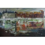Kenneth Frewin, oil on board, 'Harbour Buildings, Newburgh' signed and dated '67, 60 x 90cm.