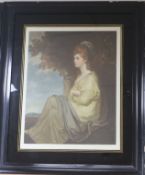 Four assorted colour mezzotints, largest 50 x 38cm.