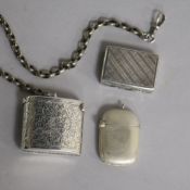 A George IV silver vinaigrette by Nathaniel Mills, Birmingham, 1827 and two later silver vesta
