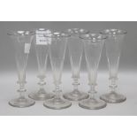 A set of 6 late Victorian glass champagne flutes 6cm