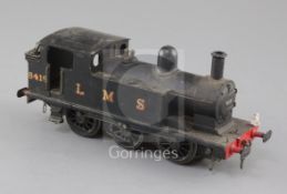 A Leeds Model Co O gauge 0-6-0 tank locomotive, number 8419, LMS black livery, 3 rail with skate,