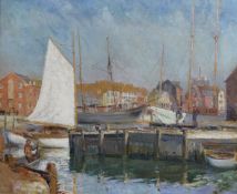 Henry Mitton Wilson (1873-1923) oil on canvas, Harbour scene, signed, 50 x 60cm.