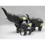 Three ebony elephants 32cm