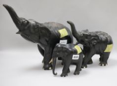 Three ebony elephants 32cm