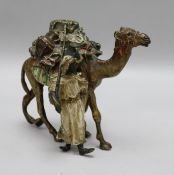 An Austrian cold painted bronze of an Arab & Camel stamped 'Geschutzt 3065' 10.5cm