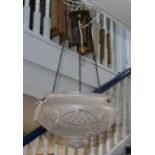 An Edwardian cut and frosted glass ceiling bowl