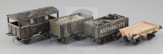 A Settle Lime open wagon with load, no.877, in grey, an AAC Anthracite open wagon with load, no.