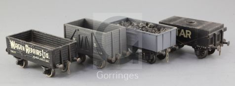 A Wagon Repairs Ltd open wagon, no.13625, in black, a Triang open wagon 16T, no.873412, in grey,