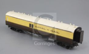 A scratchbuilt GWR Royal Mail van in chocolate and cream livery, 2 or 3 rail (fine scale), 1 or 1