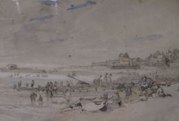 Marjorie Hoare, watercolour, Beach scene, signed, 27 x 36cm.