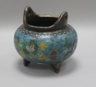 A Chinese cloisonne enamel tripod censer H.14cm