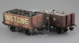 A Gauge 1 set of two open wagons, one marked "Instone', No 6833, the other LMS No 35662, both with