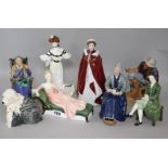 7 mixed coalport, worcester and doulton figures H.23cm