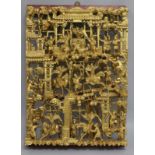 A Chinese gilt painted wood panel H.41cm. W.30cm.