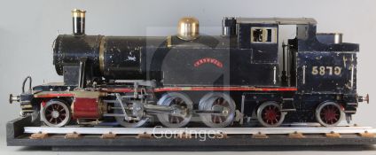 A scratch built 5 inch live steam 2-6-4 tank locomotive, number 5870, black livery, partially