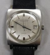 A gentleman's 1960's Girard Perregaux Steel wrist watch with box and certificate