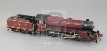 A Bassett-Lowke O gauge 2-6-0 tender locomotive, number 2975, LMS crimson livery, with extra detail,
