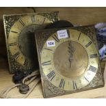 Two clock dials/movements; Wright of Dorking and Brighthelmston H.25.5cm. W25.5cm.