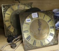 Two clock dials/movements; Wright of Dorking and Brighthelmston H.25.5cm. W25.5cm.