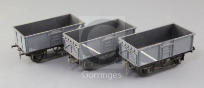 Three mineral wagons 16T, no's.B74023, B74131 and B71340, 2 or 3 rail (3)