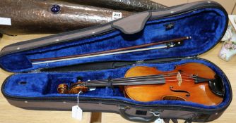 A three-quarter size Dresden Violin c.1880 L.56cm