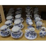 A Hutschenreuther, Germany, Blue Onion pattern tea and coffee service, comprising: teapot, coffee