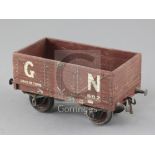 A Gauge 1 GN open wagon, brown, with link coupling, no.687