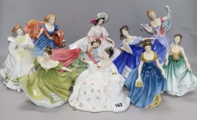 Ten Royal Doulton figures H.21cms.