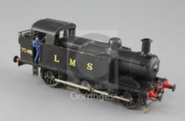 A scratch built 0-6-0 Jinty Class locomotive, Bonds motor, number 7346, LMS black livery, 3 rail